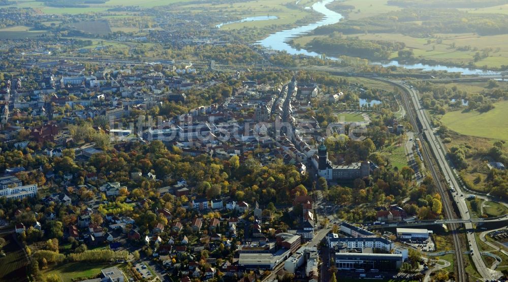 Lutherstadt Wittenberg von oben - Stadtansicht der Lutherstadt Wittenberg im Bundesland Sachsen-Anhalt