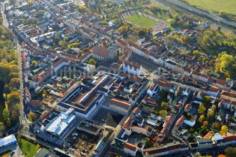 Luftaufnahme Lutherstadt Wittenberg - Stadtansicht der Lutherstadt Wittenberg im Bundesland Sachsen-Anhalt