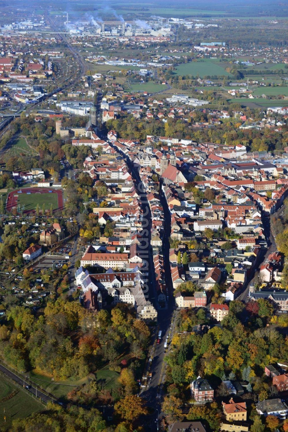 Lutherstadt Wittenberg aus der Vogelperspektive: Stadtansicht der Lutherstadt Wittenberg im Bundesland Sachsen-Anhalt