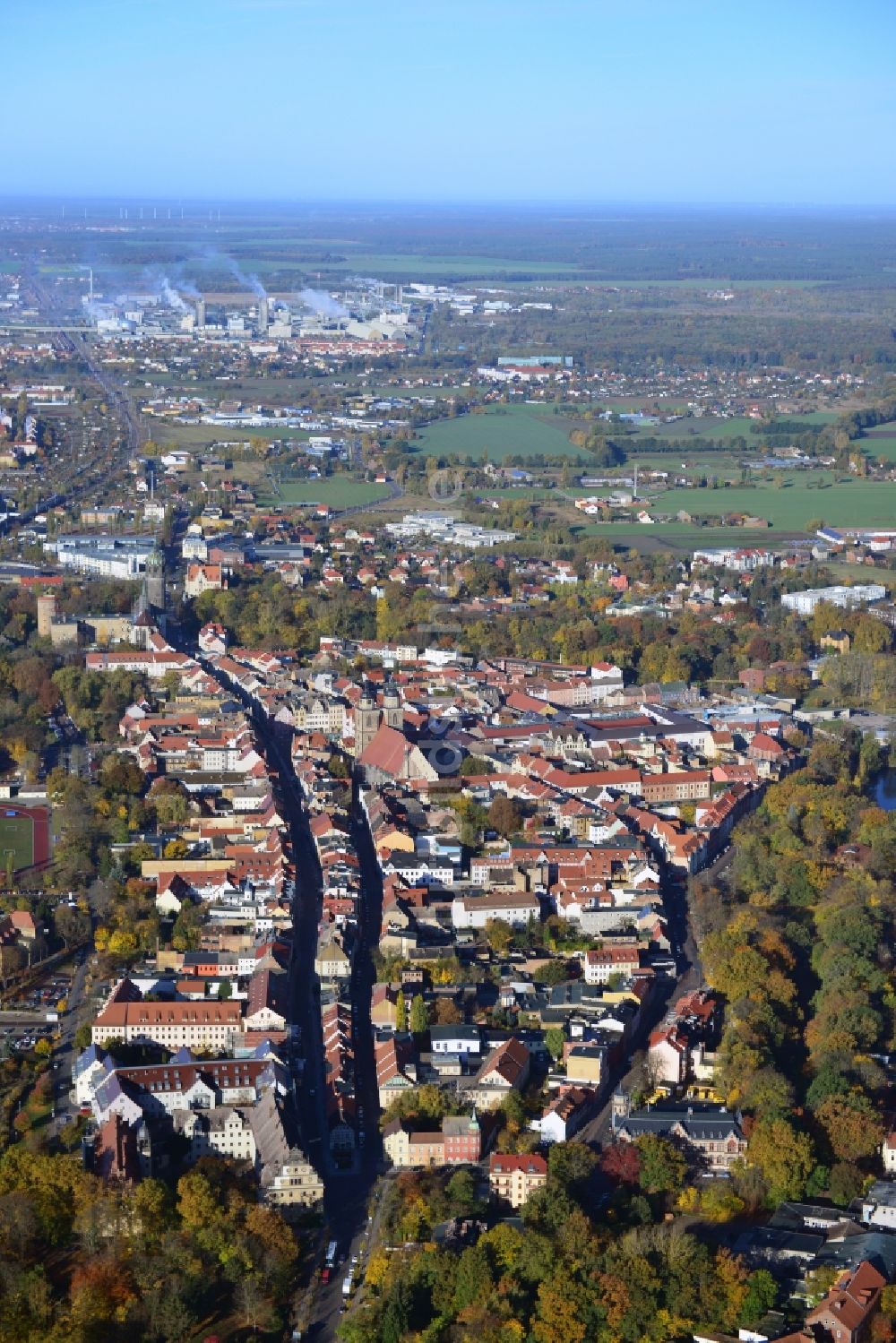 Luftbild Lutherstadt Wittenberg - Stadtansicht der Lutherstadt Wittenberg im Bundesland Sachsen-Anhalt