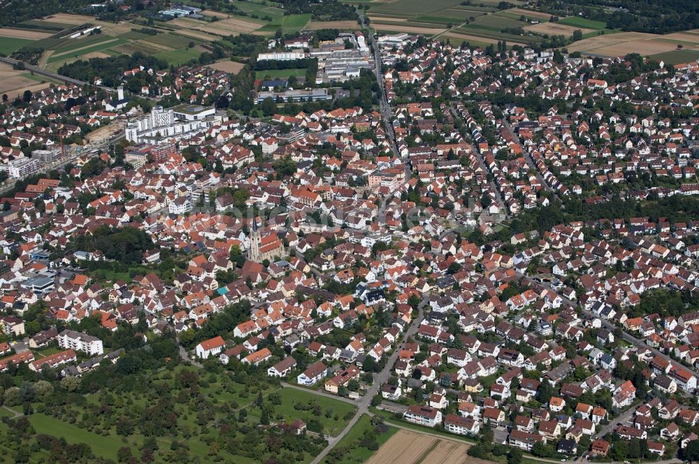 Stuttgart aus der Vogelperspektive: Stadtansicht von Möhringen, Stadtbezirk von Stuttgart im Bundesland Baden-Württemberg