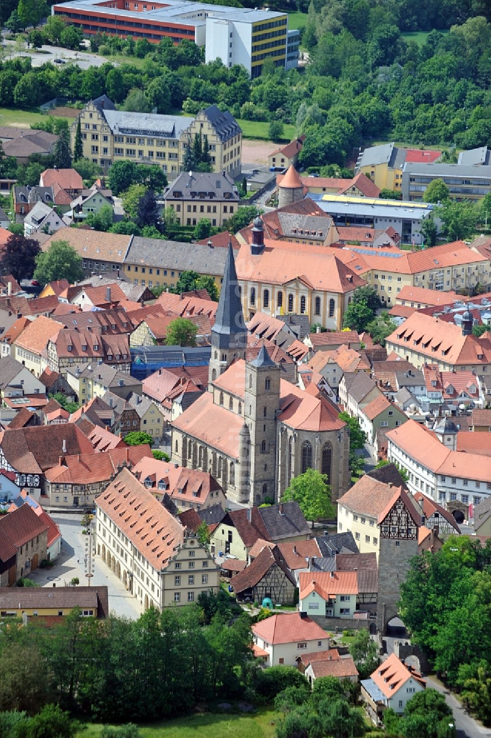 Luftaufnahme Münnerstadt - Stadtansicht von Münnerstadt in Bayern