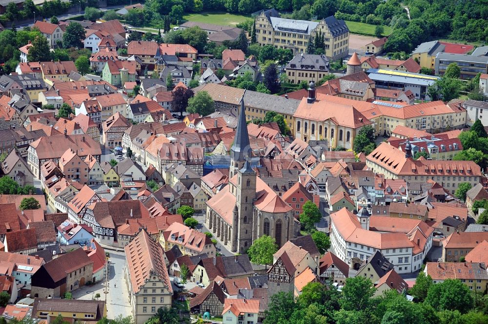 Münnerstadt aus der Vogelperspektive: Stadtansicht von Münnerstadt in Bayern