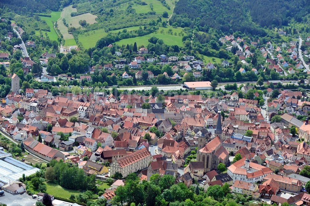 Luftaufnahme Münnerstadt - Stadtansicht von Münnerstadt in Bayern