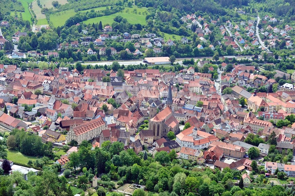 Münnerstadt von oben - Stadtansicht von Münnerstadt in Bayern