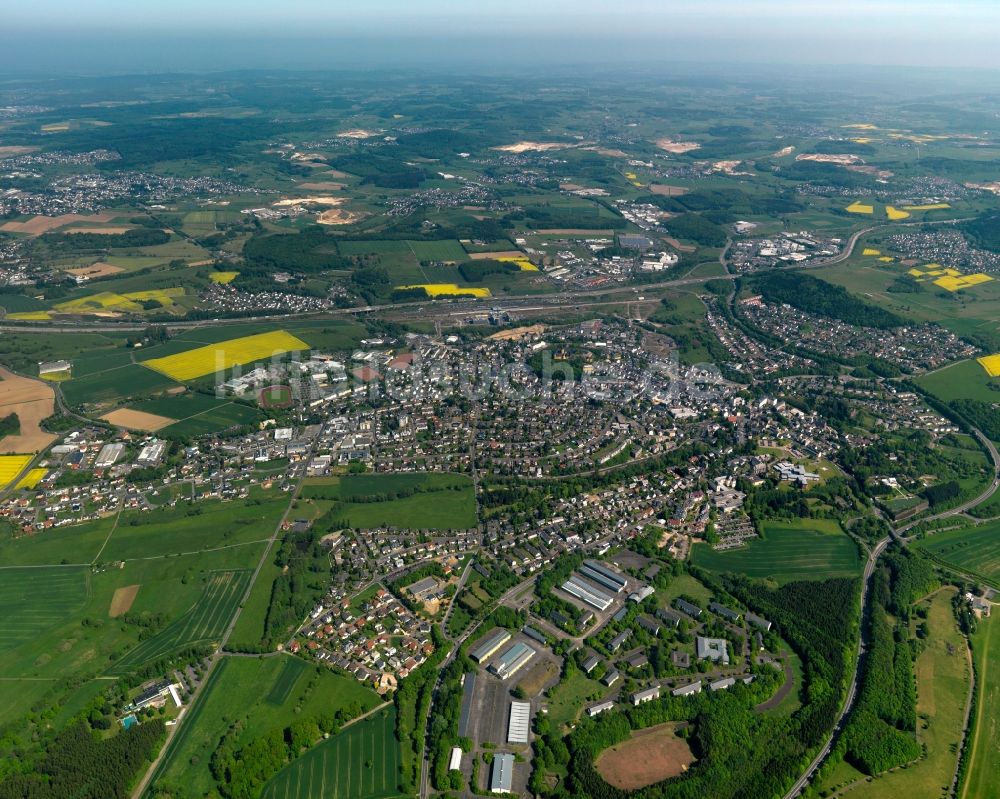 Montabaur aus der Vogelperspektive: Stadtansicht von Montabaur im Bundesland Rheinland-Pfalz