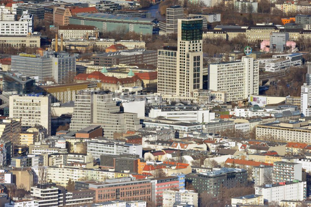 Luftbild Berlin - Stadtansicht mit dem neu errichteten Hochhaus Zoofenster in der City West in Charlottenburg am Bahnhof ZOO