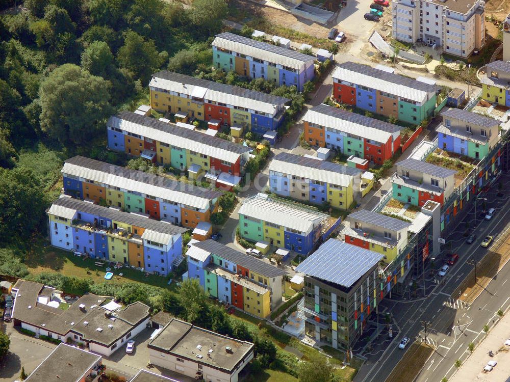 Freiburg aus der Vogelperspektive: Stadtansicht auf das Neubauwohngebiet Quartier Vauban in Freiburg