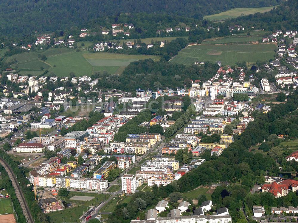 Freiburg aus der Vogelperspektive: Stadtansicht auf das Neubauwohngebiet Quartier Vauban in Freiburg