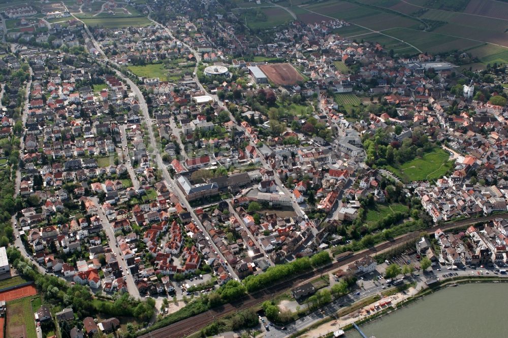 Luftaufnahme Nierstein - Stadtansicht von Nierstein im Bundesland Rheinland-Pfalz