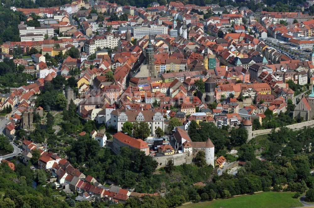 Bautzen aus der Vogelperspektive: Stadtansicht mit der Ortenburg im Stadtzentrum von Bautzen im Bundesland Sachsen