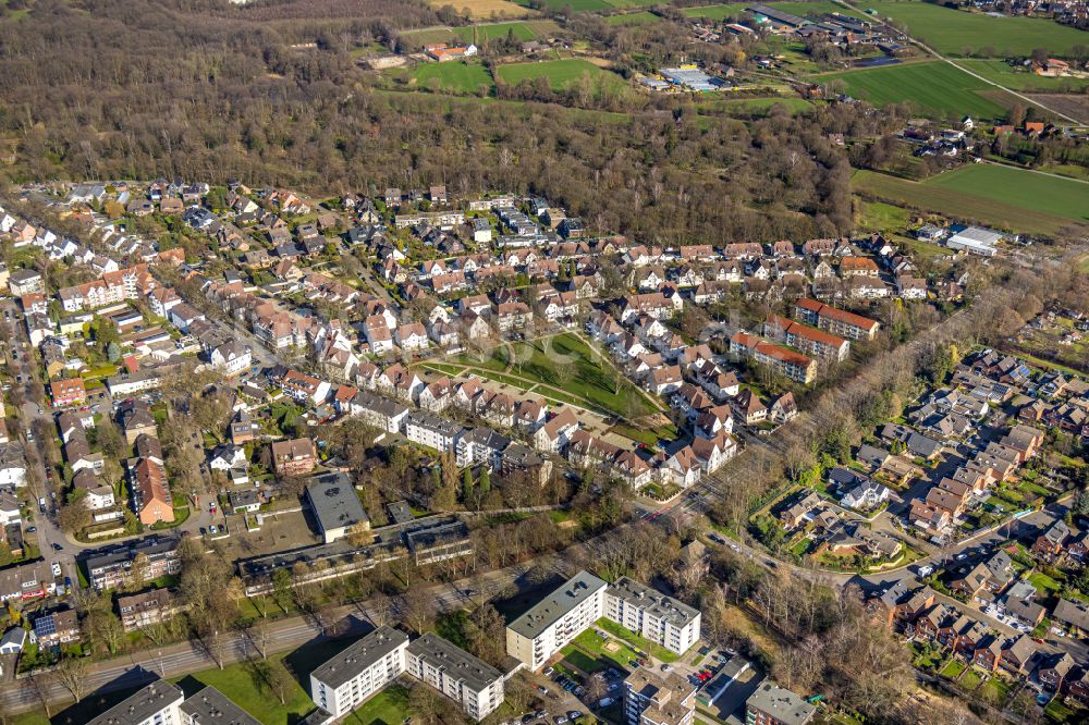 Gelsenkirchen aus der Vogelperspektive: Stadtansicht im Ortsteil Erle in Gelsenkirchen im Bundesland Nordrhein-Westfalen, Deutschland