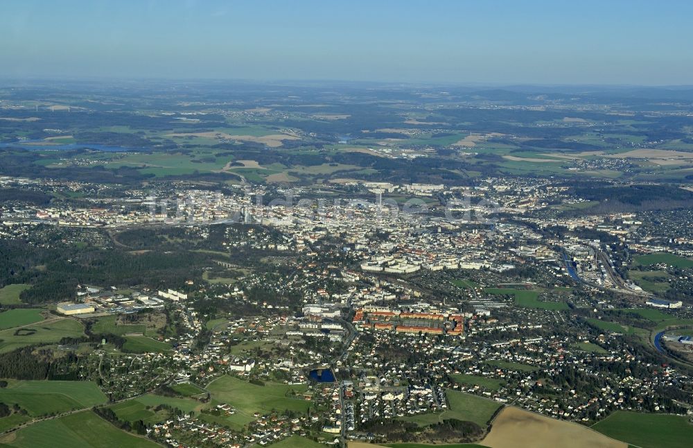 Plauen von oben - Stadtansicht von Plauen im Bundesland Sachsen