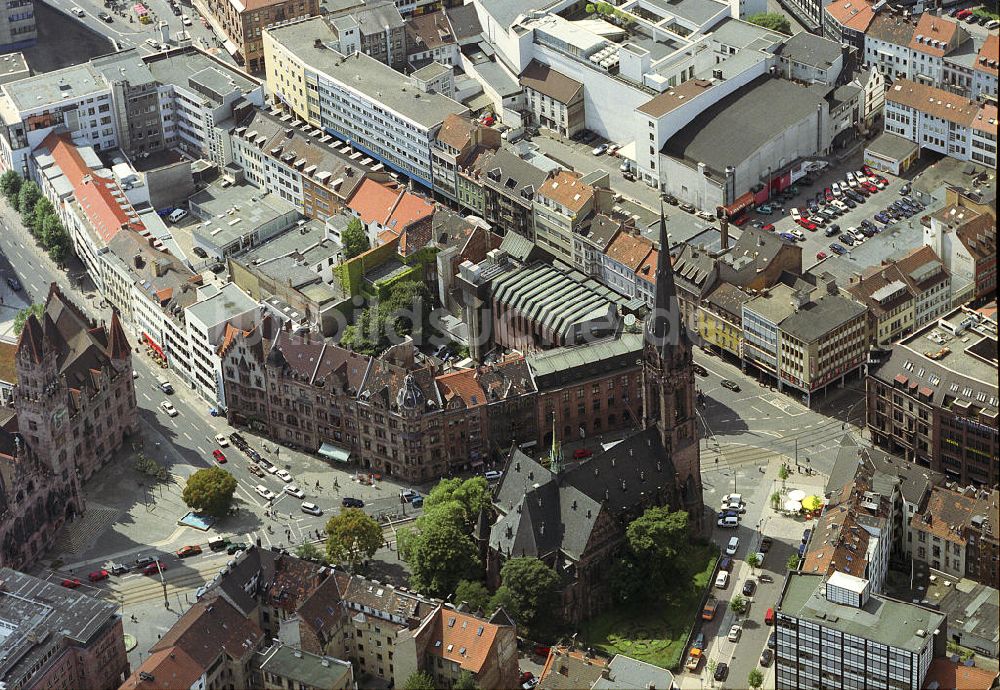 Saarbrücken von oben - Stadtansicht vom Rathausplatz und der Johanneskirche in Saarbrücken