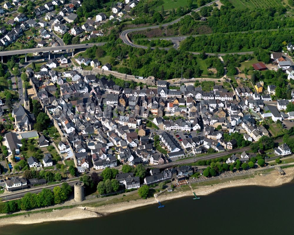 Rhens aus der Vogelperspektive: Stadtansicht von Rhens im Bundesland Rheinland-Pfalz