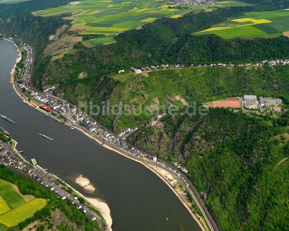 Luftaufnahme Sankt Goarshausen - Stadtansicht von Sankt Goarshausen im Bundesland Rheinland-Pfalz