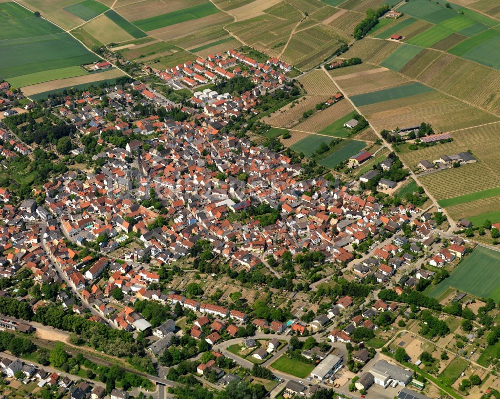 Luftbild Saulheim, Nieder-Saulheim - Stadtansicht von Saulheim, Nieder-Saulheim im Bundesland Rheinland-Pfalz