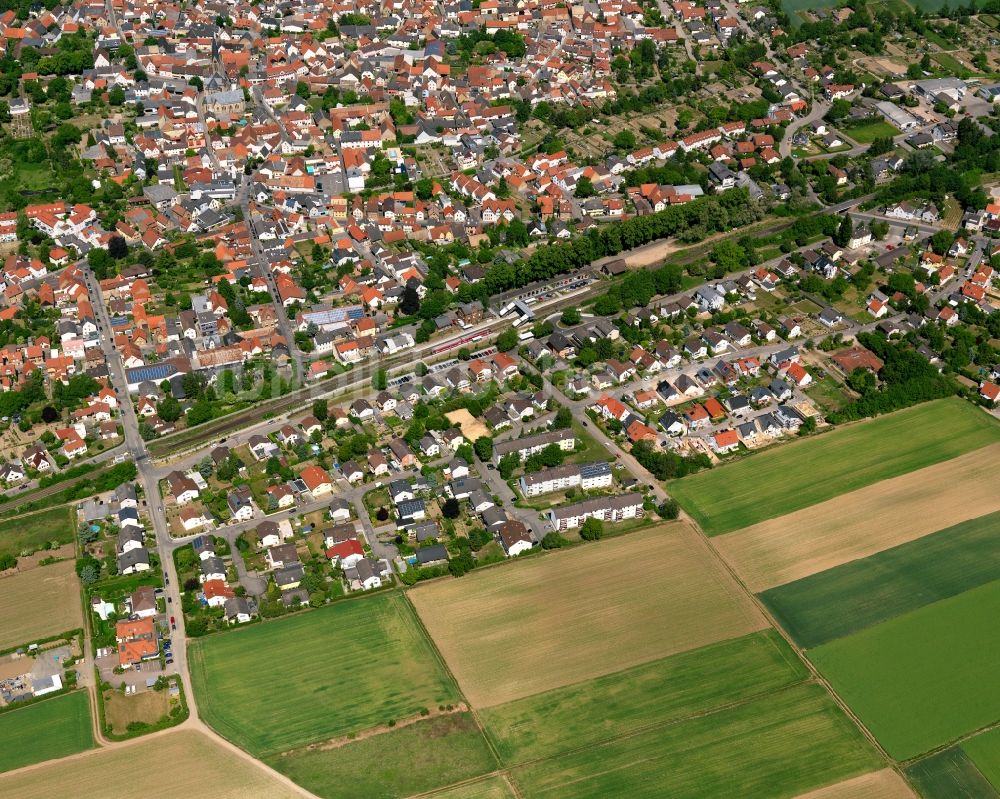 Saulheim, Nieder-Saulheim von oben - Stadtansicht von Saulheim, Nieder-Saulheim im Bundesland Rheinland-Pfalz