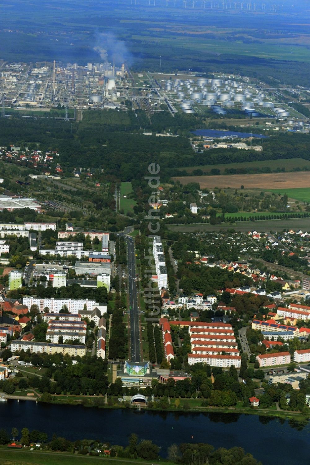 Schwedt/Oder aus der Vogelperspektive: Stadtansicht in Schwedt/Oder im Bundesland Brandenburg