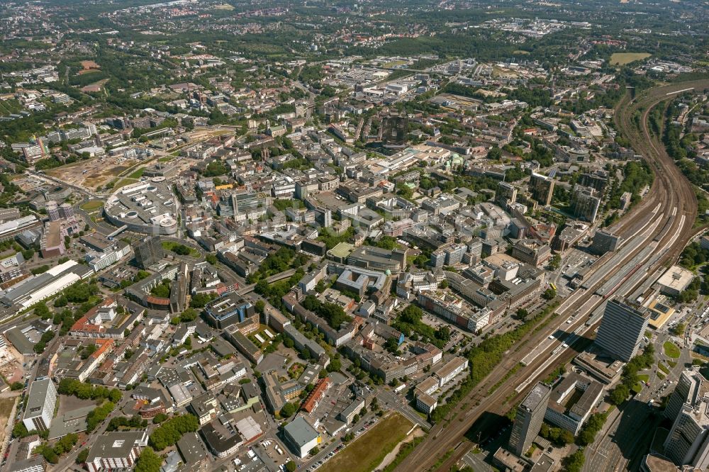 Essen aus der Vogelperspektive: Stadtansicht der Stadt Essen im westfälischen Münsterland im Norden des Bundeslandes Nordrhein-Westfalen