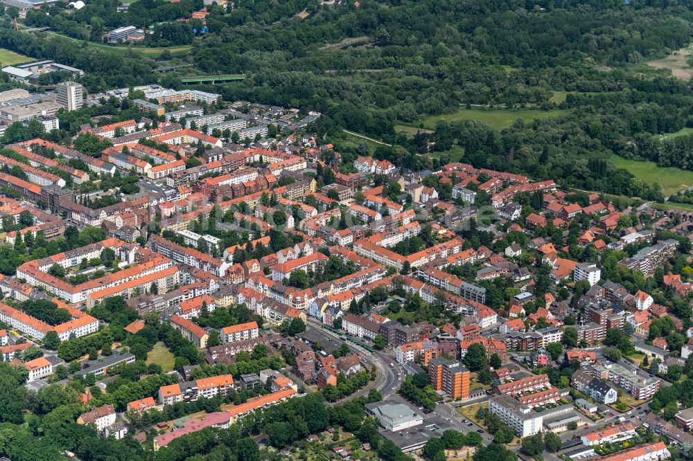 Luftaufnahme Hannover - Stadtansicht im Stadtgebiet im Bereich Ricklinger Stadtweg in Hannover im Bundesland Niedersachsen, Deutschland