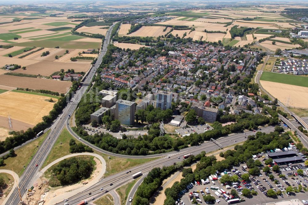 Luftaufnahme Mainz - Stadtansicht im Stadtgebiet im Ortsteil Marienborn in Mainz im Bundesland Rheinland-Pfalz, Deutschland