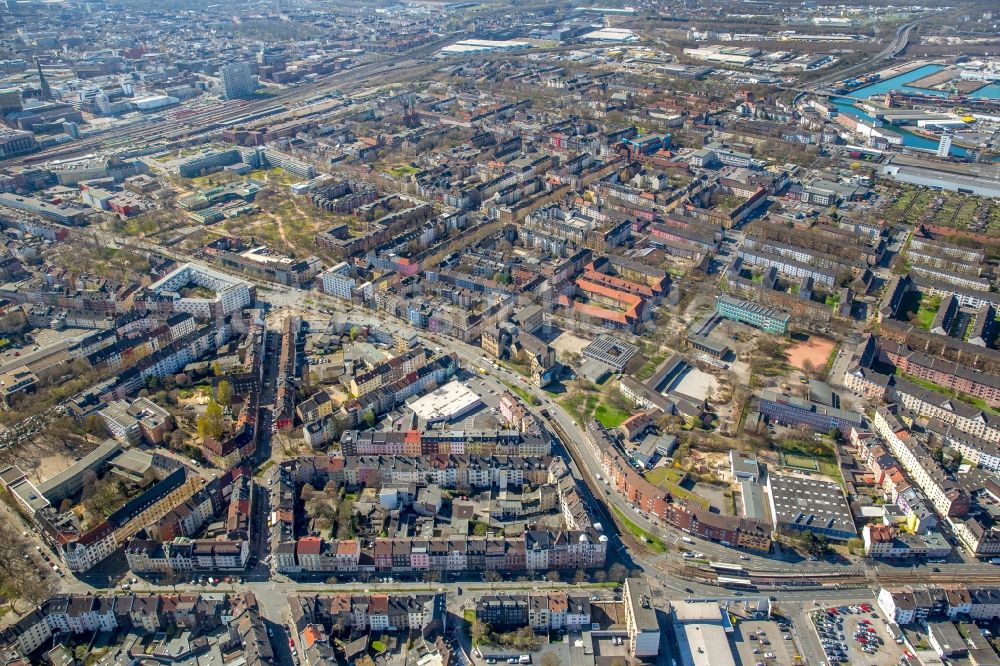 Luftbild Dortmund - Stadtansicht im Stadtgebiet im Ortsteil Nordmarkt-Süd in Dortmund im Bundesland Nordrhein-Westfalen, Deutschland