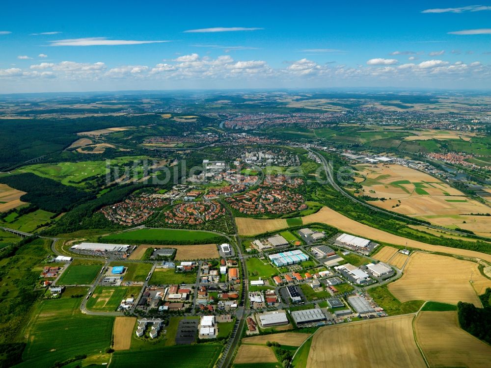 Würzburg von oben - Stadtansicht des Stadtrandes von Würzburg im Bundesland Bayern