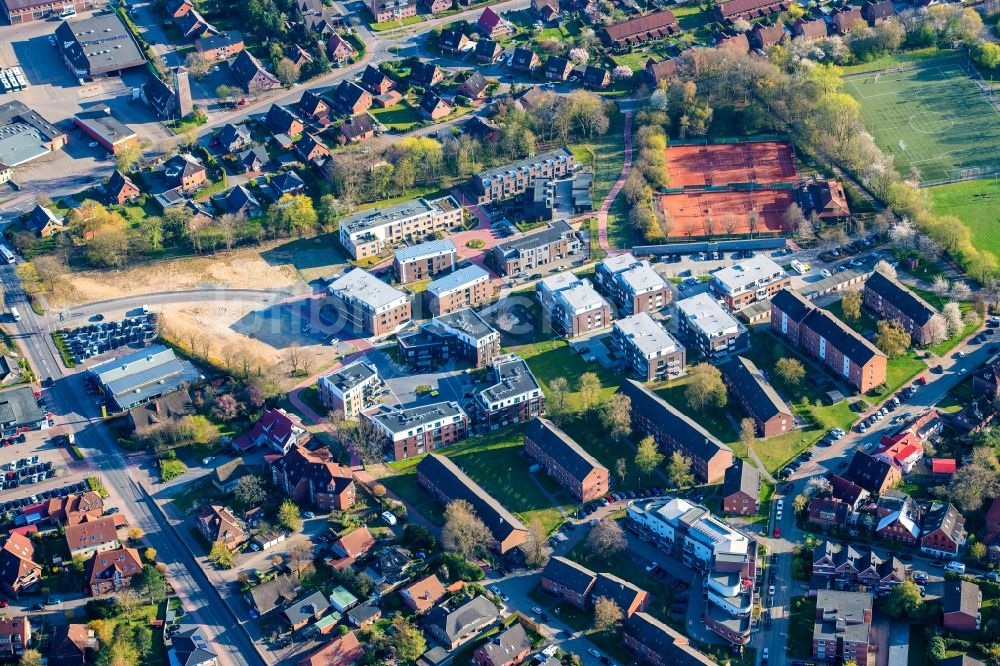 Stade aus der Vogelperspektive: Stadtansicht des Stadtteil Campe mit dem Neubaugebiet am Festplatz in Stade im Bundesland Niedersachsen, Deutschland