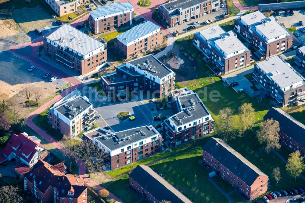 Luftbild Stade - Stadtansicht des Stadtteil Campe mit dem Neubaugebiet am Festplatz in Stade im Bundesland Niedersachsen, Deutschland