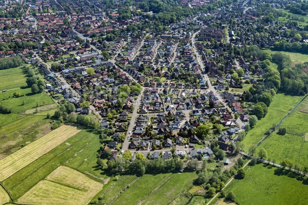 Luftaufnahme Stade - Stadtansicht des Stadtteil Klein Thun in Stade im Bundesland Niedersachsen, Deutschland