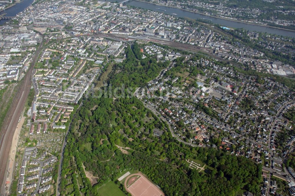 Koblenz Goldgrube von oben - Stadtansicht des Stadtteiles von Koblenz- Goldgrube im Bundesland Rheinland-Pfalz