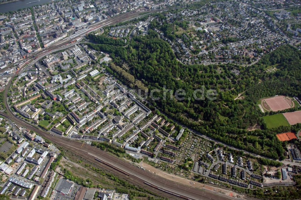 Luftaufnahme Koblenz Goldgrube - Stadtansicht des Stadtteiles von Koblenz- Goldgrube im Bundesland Rheinland-Pfalz