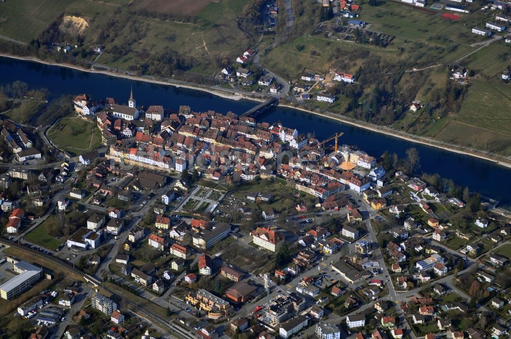 Diessenhofen von oben - Stadtansicht vom Stadtzentrum Diessenhofen am Rhein im Kanton Thurgau in der Schweiz