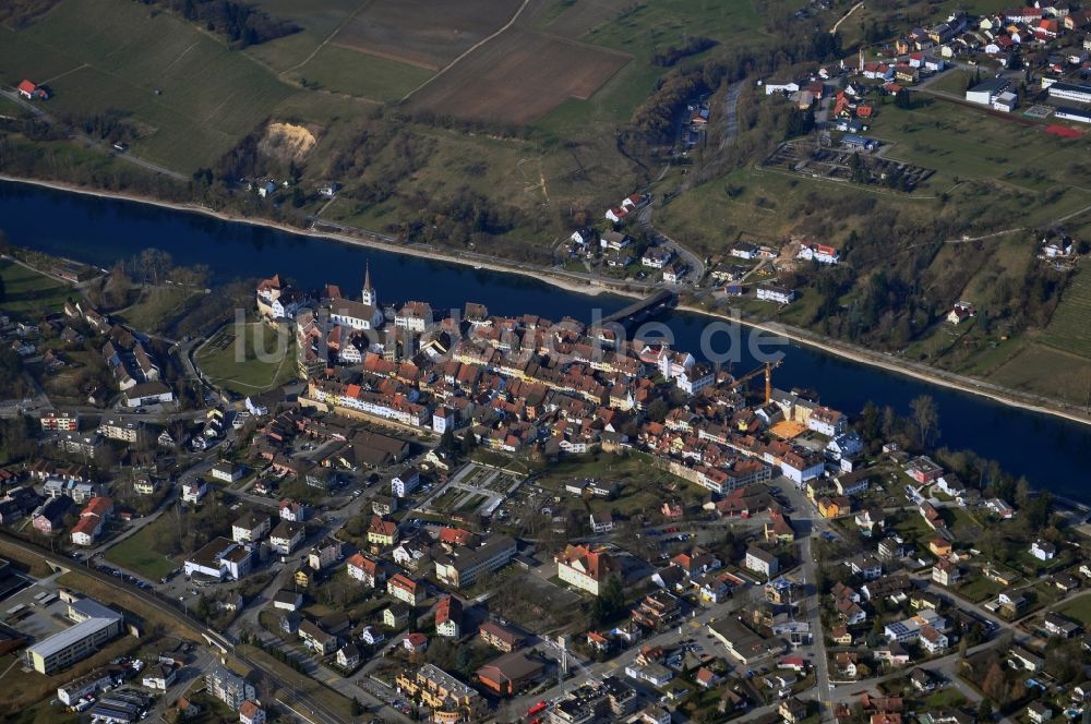 Diessenhofen von oben - Stadtansicht vom Stadtzentrum Diessenhofen am Rhein im Kanton Thurgau in der Schweiz