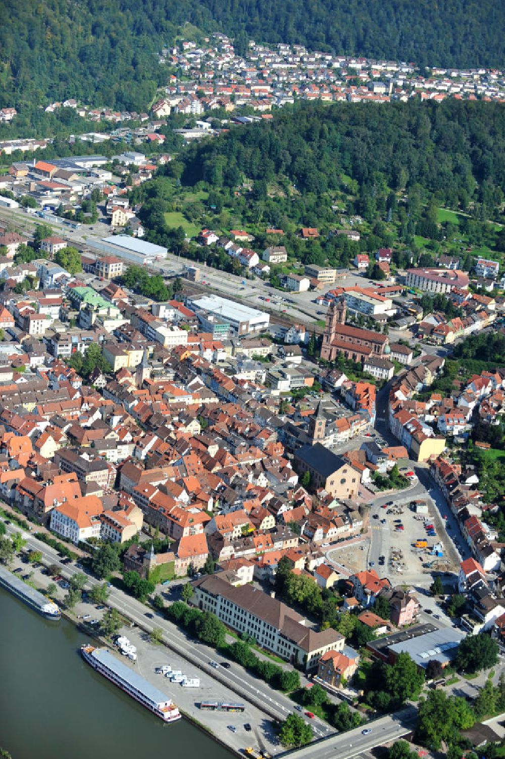 Luftbild EBERBACH - Stadtansicht Stadtzentrum von Eberbach in Baden-Württemberg