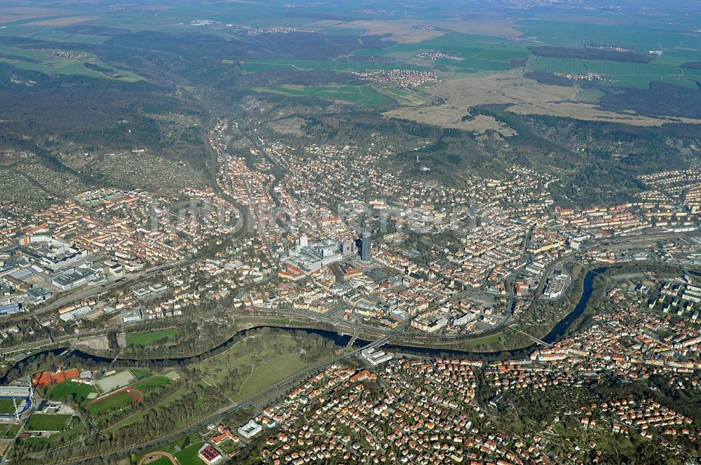 Jena von oben - Stadtansicht vom Stadtzentrum Jena in Thüringen