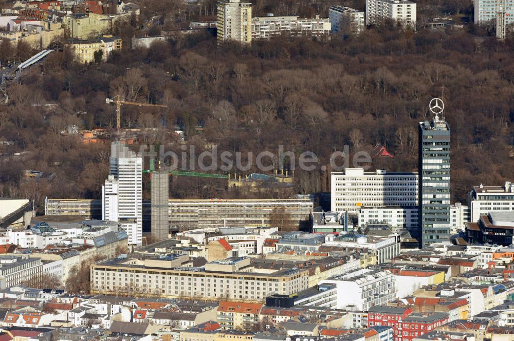 Luftaufnahme Berlin - Stadtansicht Stadtzentrum West am Breitscheidplatz in Charlottenburg