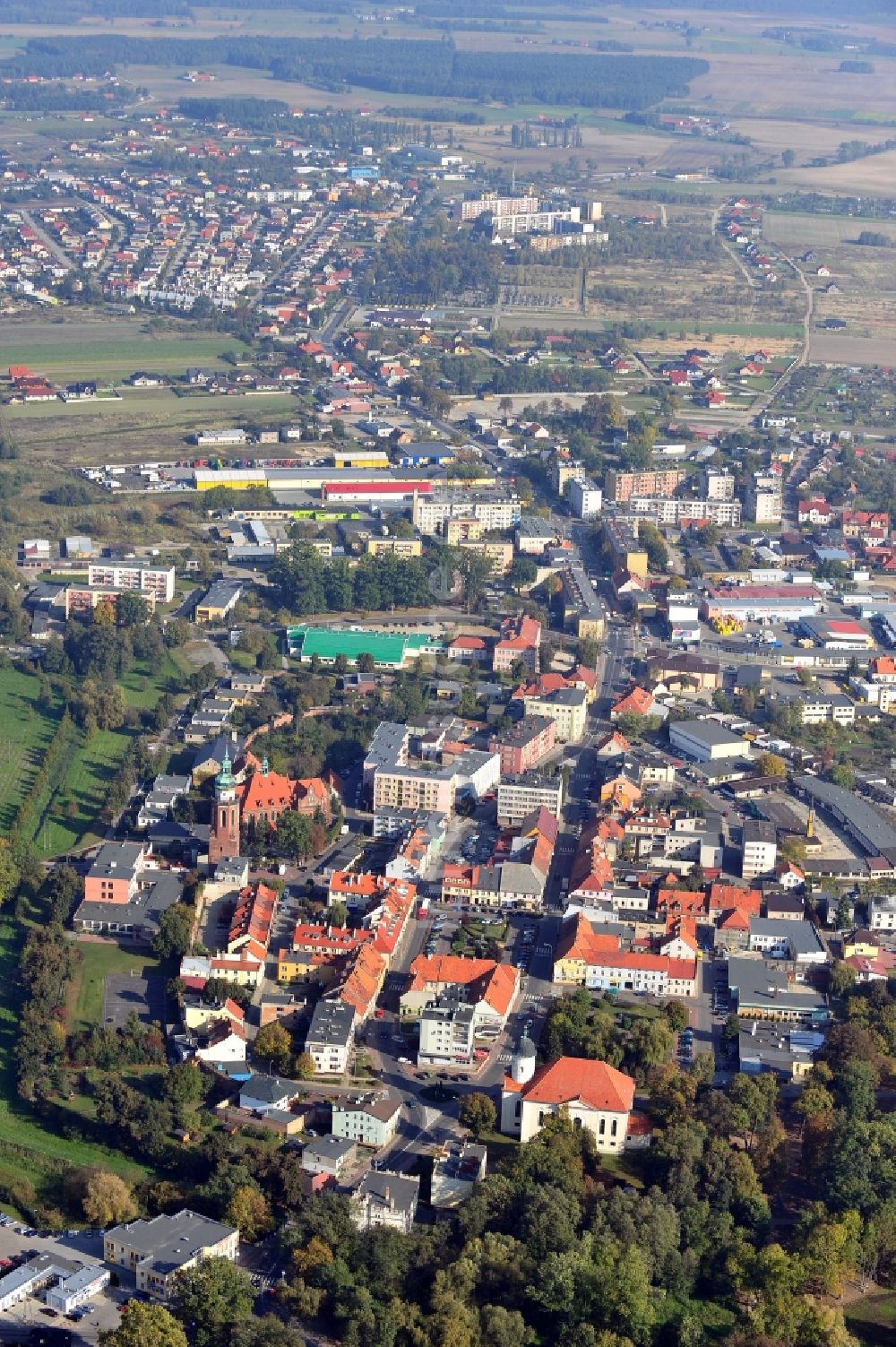 Sycow aus der Vogelperspektive: Stadtansicht von Sycow in der Woiwodschaft Niederschlesien