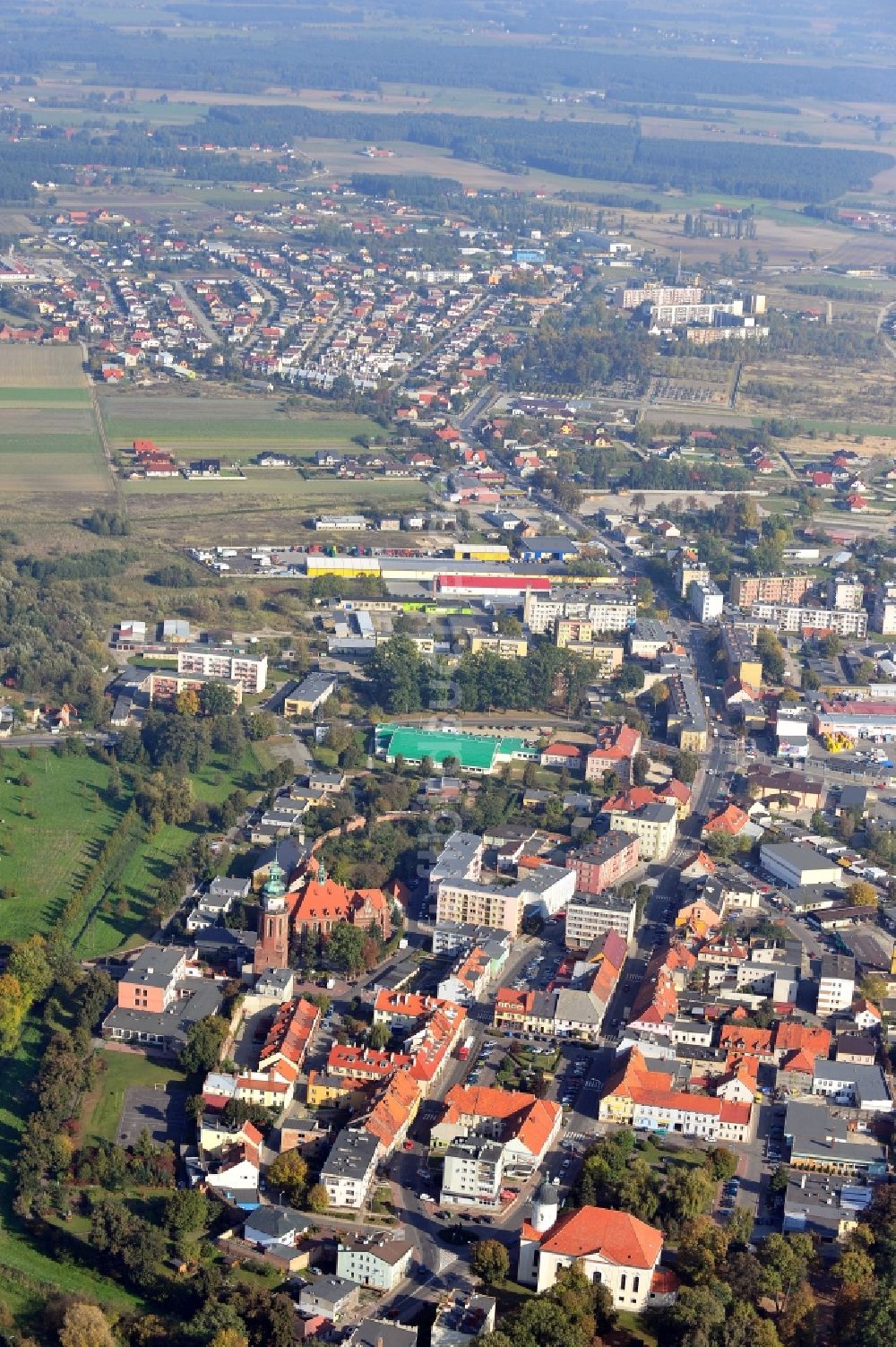 Luftbild Sycow - Stadtansicht von Sycow in der Woiwodschaft Niederschlesien