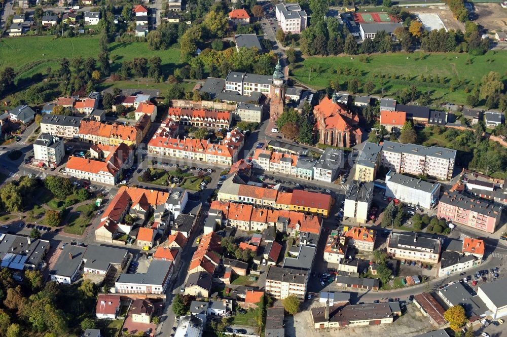 Sycow von oben - Stadtansicht von Sycow in der Woiwodschaft Niederschlesien