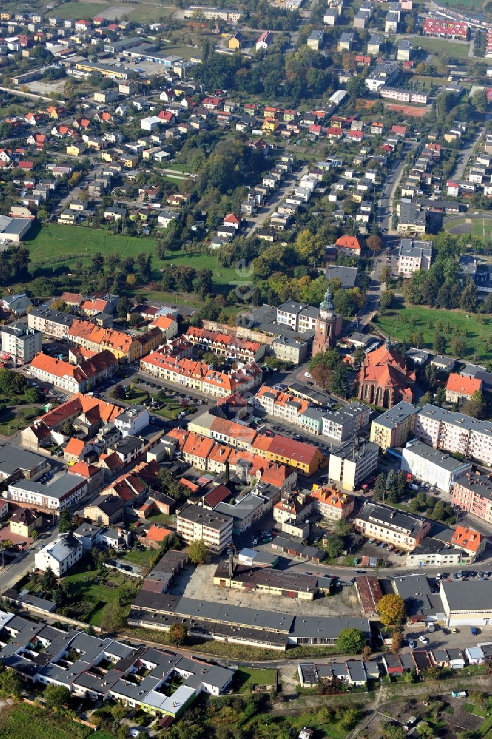 Sycow aus der Vogelperspektive: Stadtansicht von Sycow in der Woiwodschaft Niederschlesien