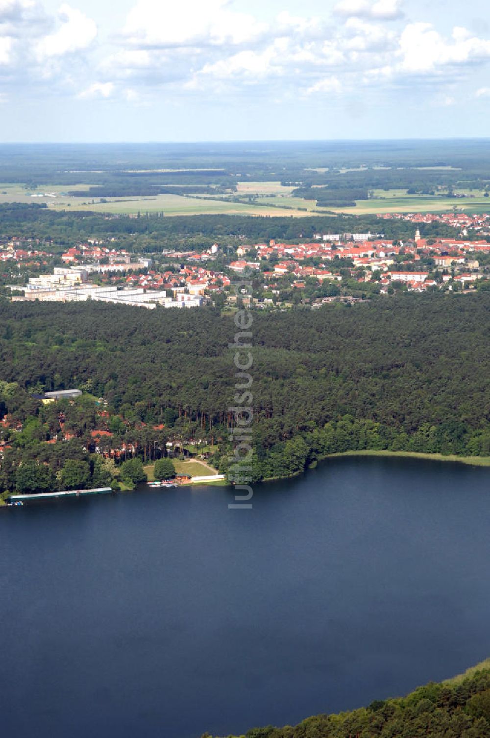 Luftaufnahme Templin - Stadtansicht von Templin am Ufer des Lubbesee