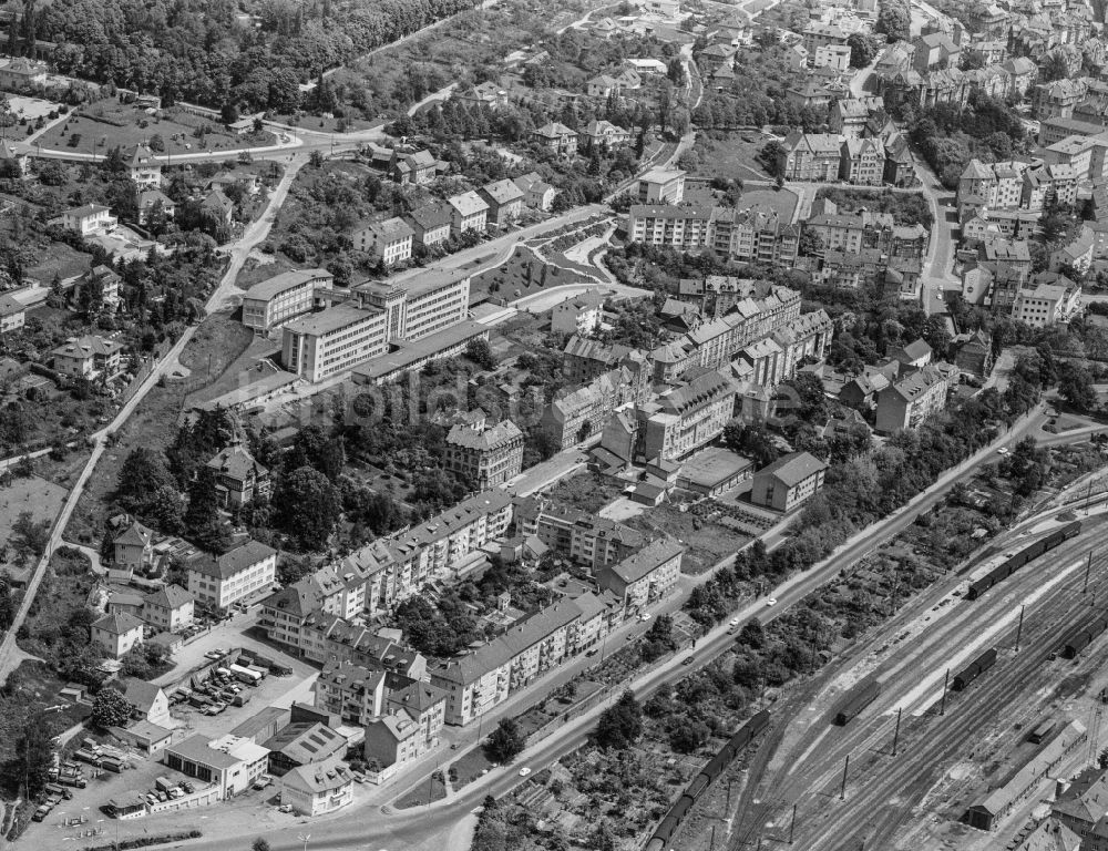 Pforzheim von oben - Stadtansicht am Ufer des Flußverlaufes der Enz in Pforzheim im Bundesland Baden-Württemberg, Deutschland