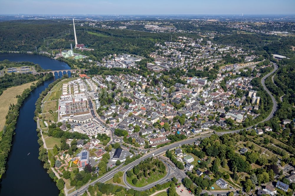 Luftaufnahme Herdecke - Stadtansicht am Ufer des Flußverlaufes der Ruhr in Herdecke im Bundesland Nordrhein-Westfalen, Deutschland