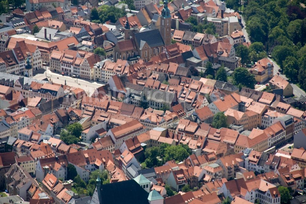 Freiberg von oben - Stadtansicht auf die Universitätsstadt, Große Kreisstadt und Bergstadt Freiberg in der Mitte des Freistaates Sachsen