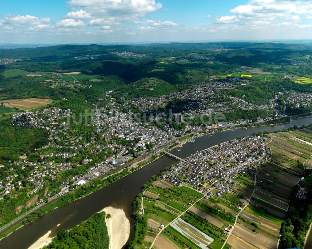 Luftaufnahme Vallendar - Stadtansicht von Vallendar im Bundesland Rheinland-Pfalz