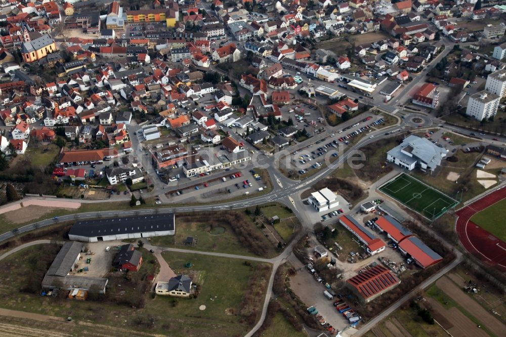 Nieder-Olm von oben - Stadtansicht des Westens der Innenstadt von Nieder-Olm im Bundesland Rheinland-Pfalz