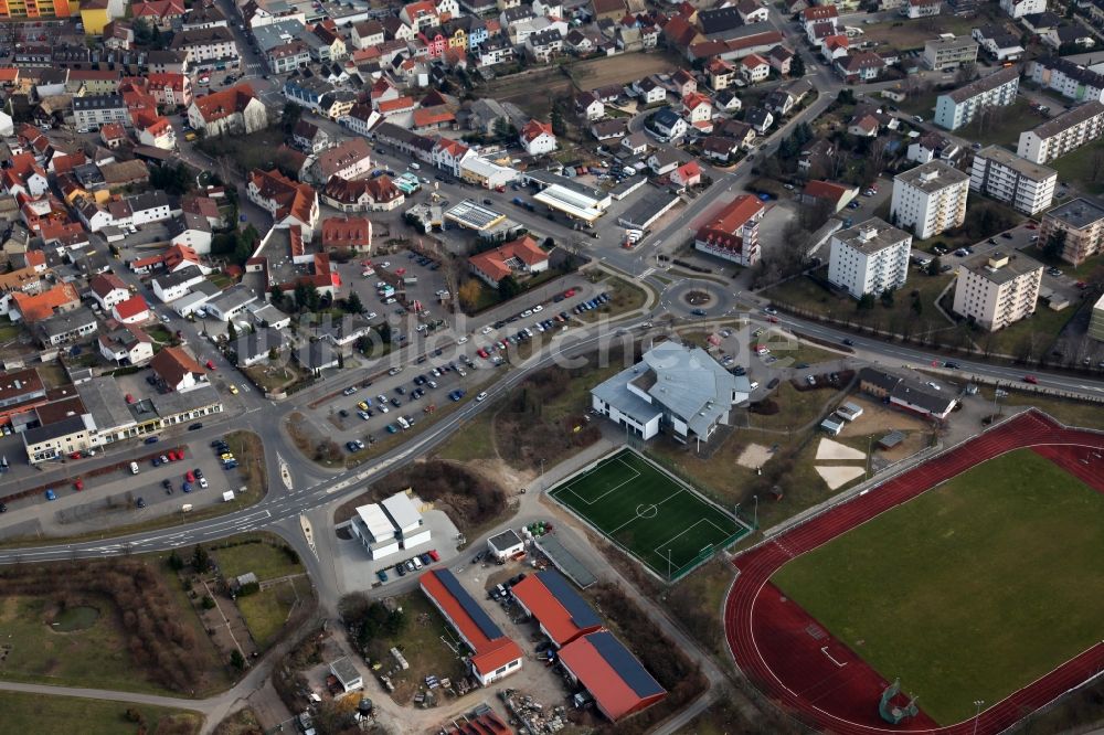 Nieder-Olm aus der Vogelperspektive: Stadtansicht des Westens der Innenstadt von Nieder-Olm im Bundesland Rheinland-Pfalz