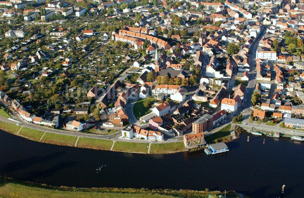 WITTENBERGE von oben - Stadtansicht Wittenberge